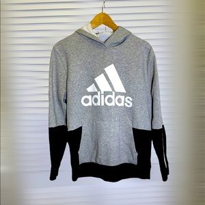 Adidas hoodie women’s Xl kangaroo pocket black grey white stripes